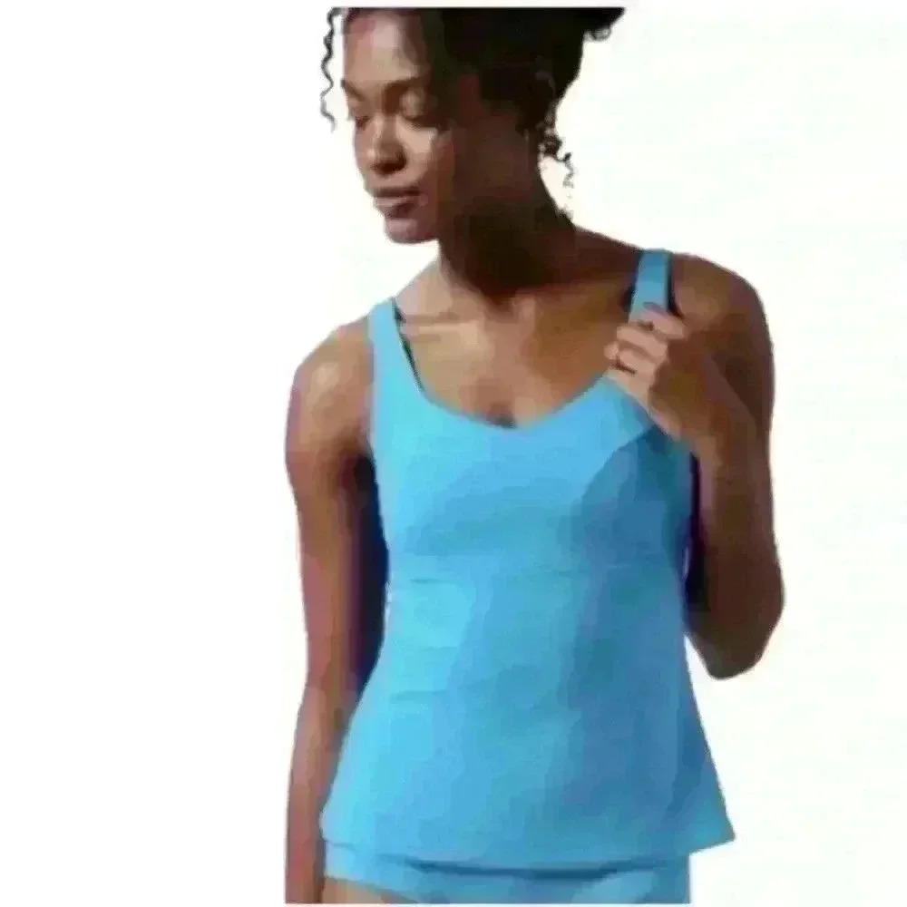 NWT! Athleta Bondi Bra Cup Tankini Swim Top Size 32 B/C Turquoise Blue